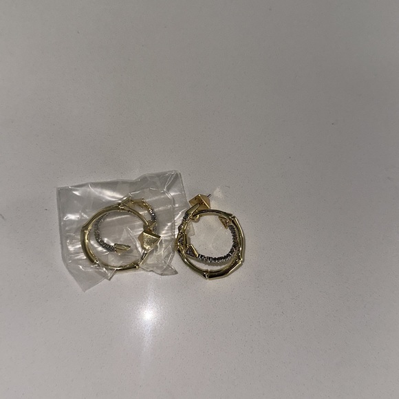 ALEXIS BITTAR orbital bamboo gold crystal hoop earrings - Picture 2 of 5